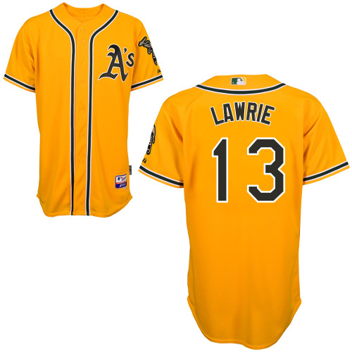 Brett Lawrie #13 MLB Jersey-Oakland Athletics Men's Authentic Yellow Cool Base Baseball Jersey